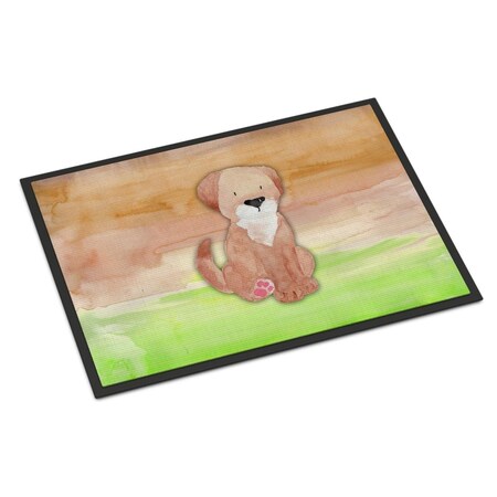 Carolines Treasures 18 x 27 in. Dog Green & Brown Watercolor Indoor or Outdoor Mat BB7360MAT